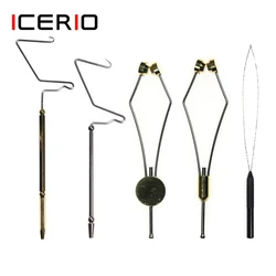 ICERIO-enhebrador de bobina de atado de moscas, enhebrador de látigo, soporte de rosca de bobina, Material de herramientas de tornillo de acero inoxidable, 1 pieza