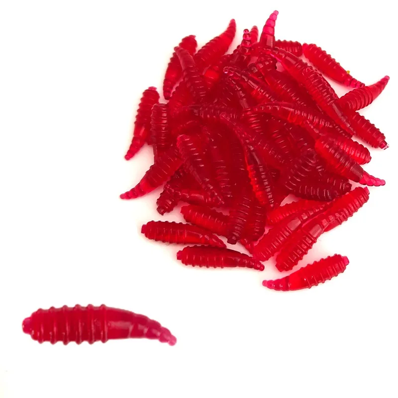 50 unids/lote pan suave bug biônico larvas trucha señuelo 1,6 cm/0,12g mano poste cebo carpa señuelo de pesca realista gusano larva gusanos - imagen 5