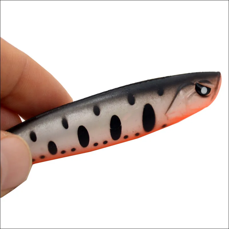 Señuelo de pesca de cola en T, cebo suave, gancho oculto, ojo 3D, 12cm/10g, señuelos artificiales de PVC, lote de 2 piezas, venta - imagen 5
