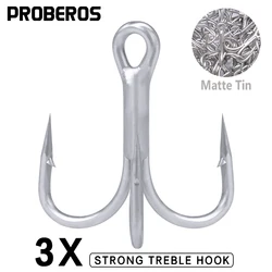 PROBEROS-anzuelo de pesca de agua salada, gancho triple de estaño mate 2/0 #-1/0 #-1 #-2 #-4-6 #-8 #, gancho de acero de alto carbono de alta resistencia, 10 unidades por lote