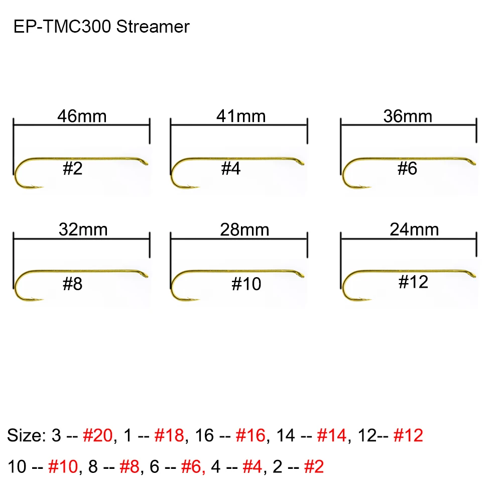 Eupheng 100 Uds Streamer anzuelo de pesca con mosca Color bronce forjado anzuelos elásticos Extra largos anzuelos para moscas materiales para atar moscas EP-TMC300 - imagen 2