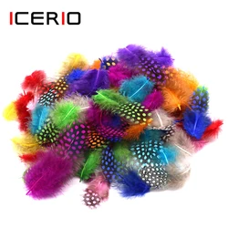 ICERIO-50 piezas de colores mezclados, plumas de gallina, Perla de Guinea, moscas, cola de mejillas, serpentinas, mojado, seco, Material para atar moscas