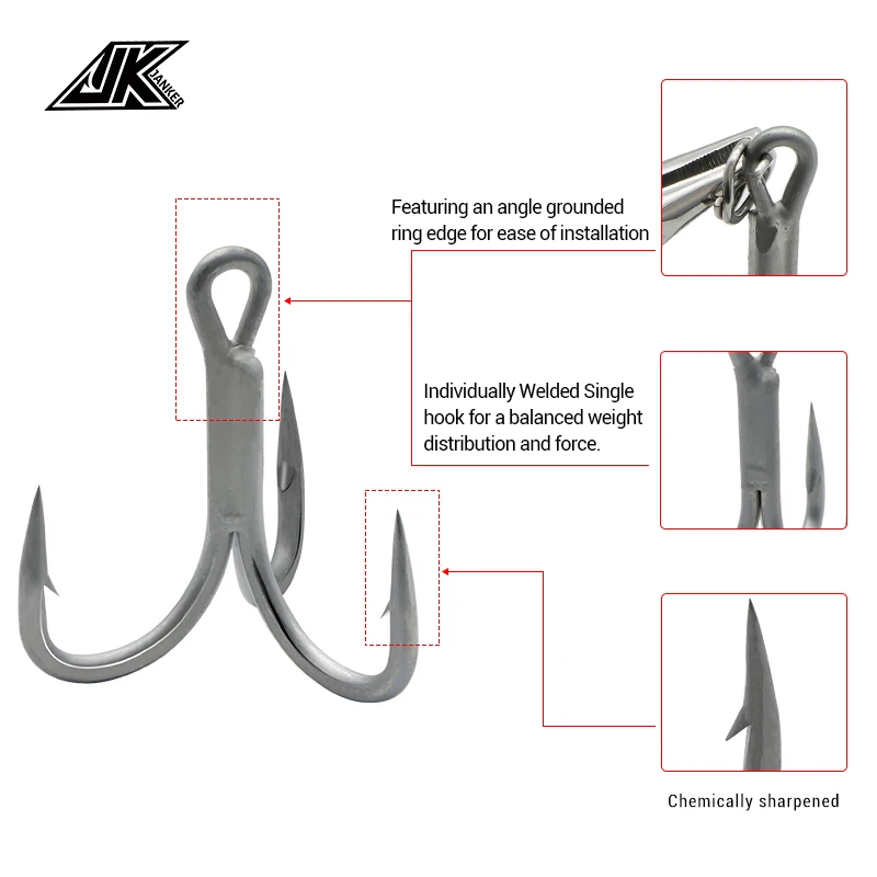 Anzuelos triples JK GT-R77 7X para pesca de mar - imagen 3