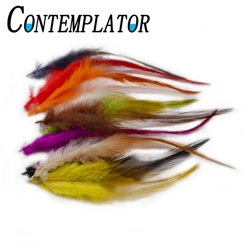 50 unids/pack atado de moscas silla de gallo plumas para piernas de insectos alas 10 colores opcionales plumas de gallo Schlappen moscas Streamer