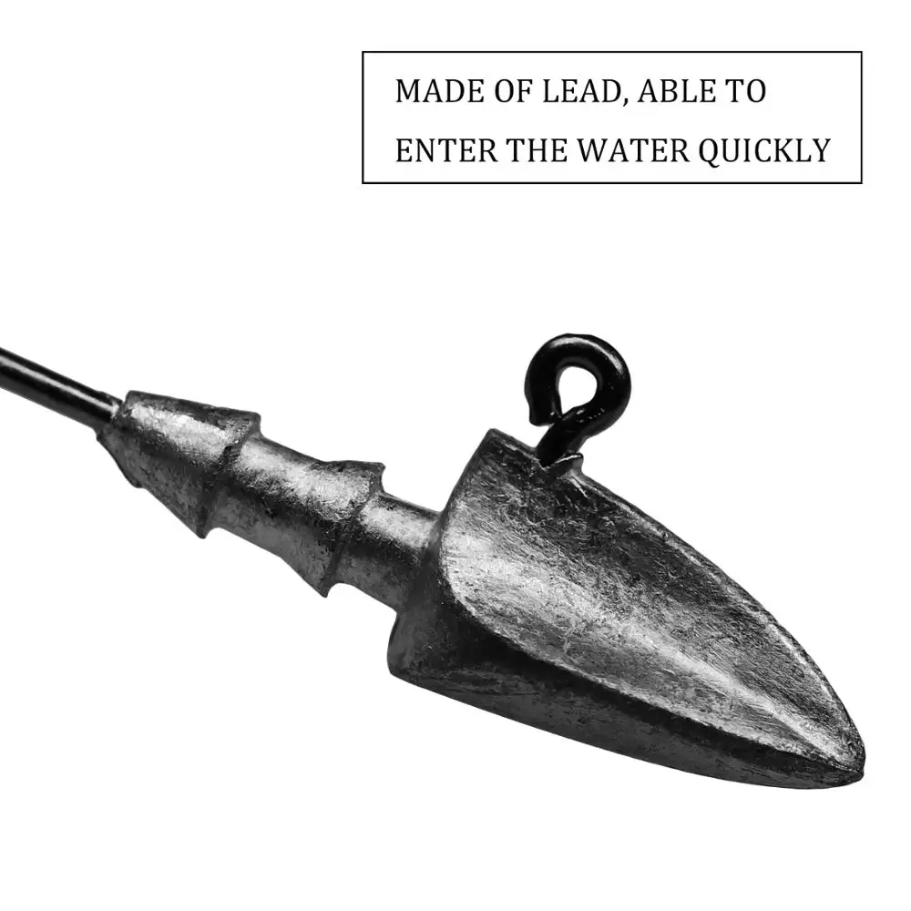 Anzuelos de cabeza de plomo de 20 piezas, 3,5g, 5g, 7g, 10g, 14g, anzuelos de púas de acero de alto carbono, anzuelos de pesca cónicos trigonales de agua dulce - imagen 3