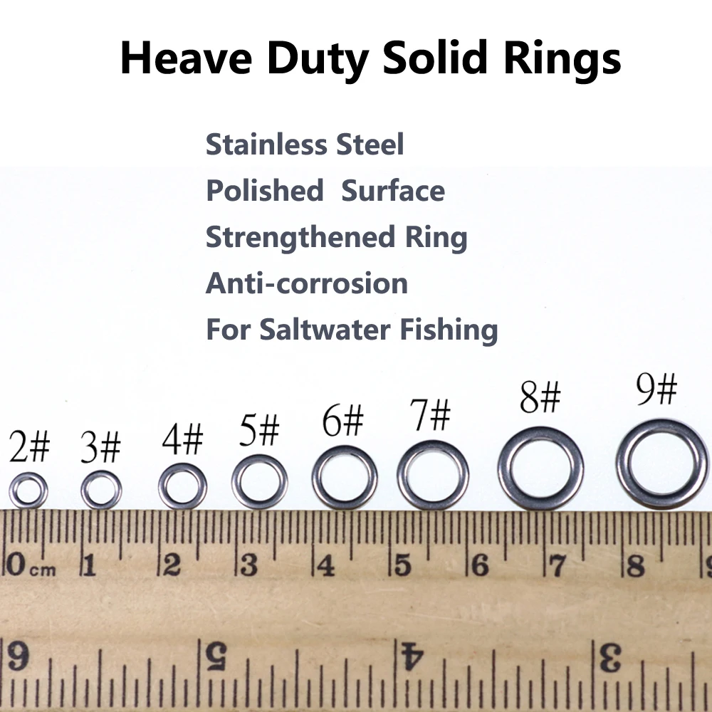 Elllv 30 Uds. Anillos sólidos de acero inoxidable para pesca en agua salada, anillos de Jigging de alta resistencia, accesorios de conector de señuelo de sedal 2 #   - 9 # - imagen 2