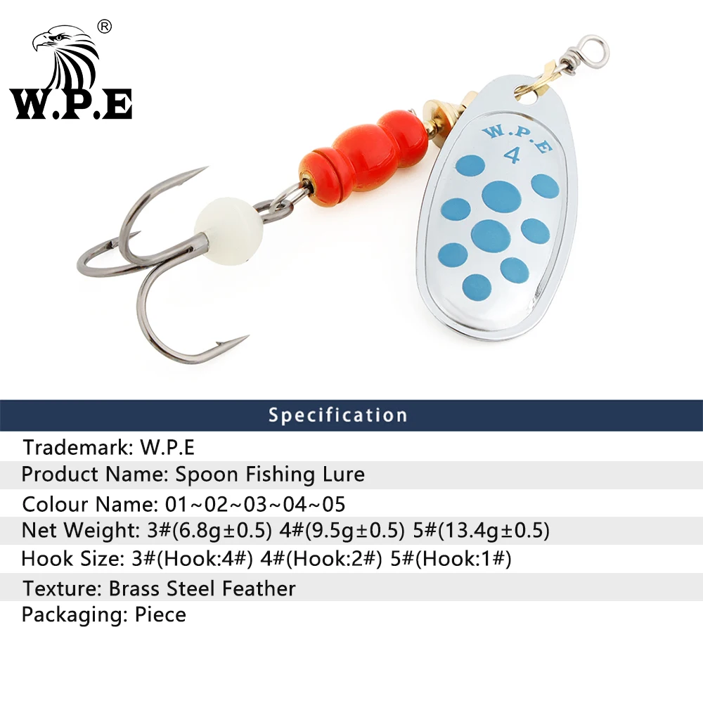 W.P.E 1 Uds señuelo giratorio 6,8g/9,5g/13,4g señuelo tipo cuchara señuelo de Pesca señuelo de lubina cebo de Pesca de Metal Crankbait señuelo falso cebo duro Pesca - imagen 3