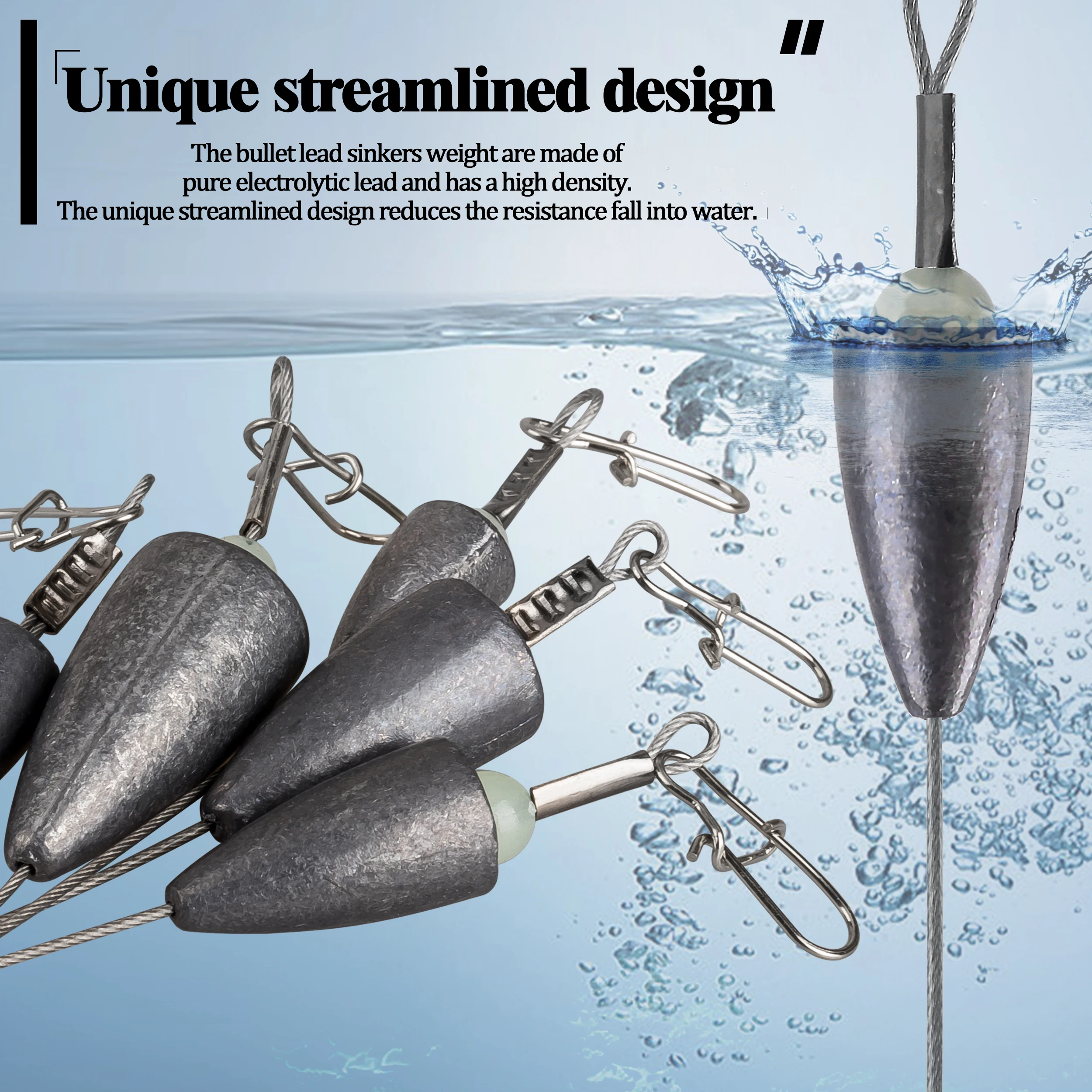 5 uds Carolina Rig líder de alambre de pesca de acero inoxidable 5g 7g 10g 14g 20g cables de bala plomos giratorios para pesca de lubina - imagen 5