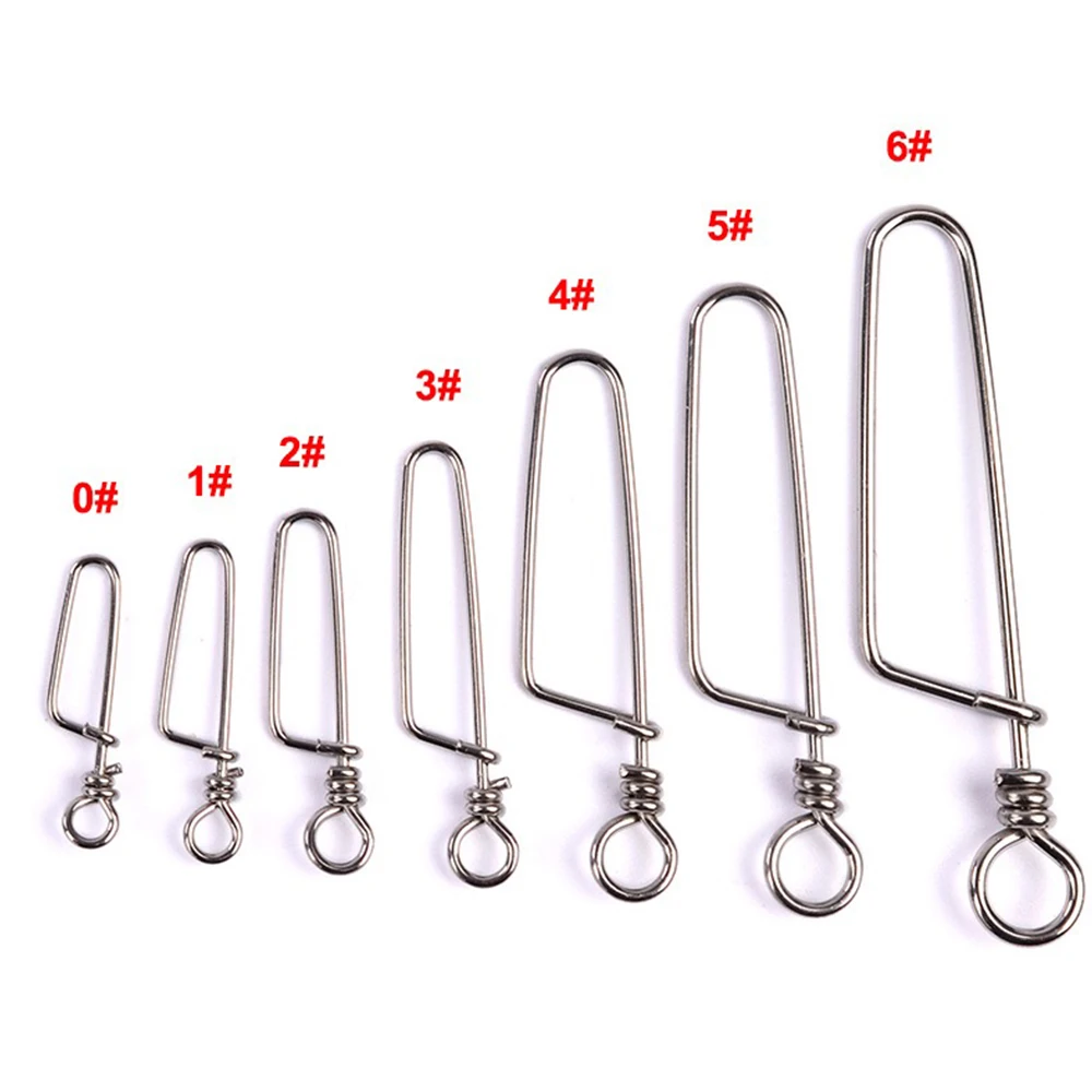 100 unids/lote de eslabones de pesca de acero inoxidable, accesorios de conector de anzuelo a presión, giratorio, entrelazado - imagen 5