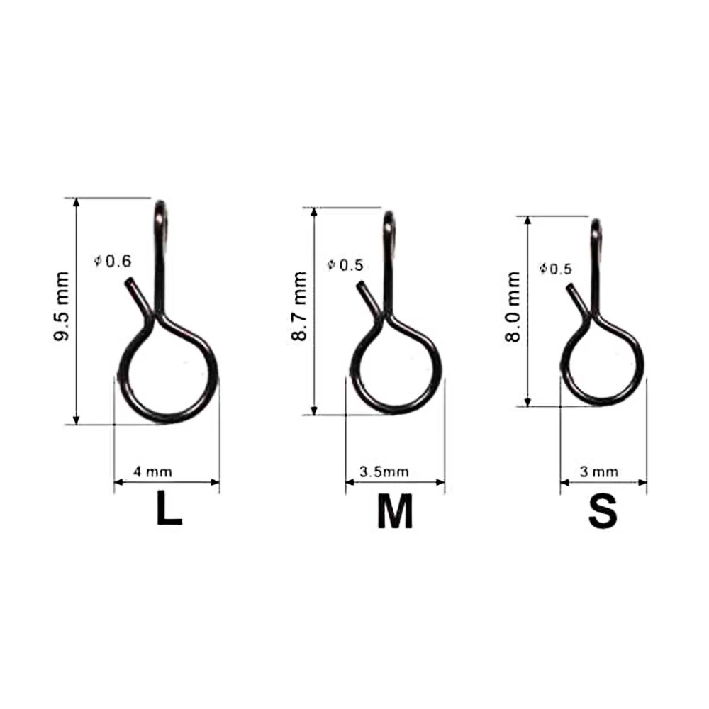 Cebos de pesca con mosca, anzuelos de cambio rápido para moscas, cierre de acero inoxidable, broches de pesca negros, aparejos giratorios de enlace con Clip, 50 Uds. - imagen 3
