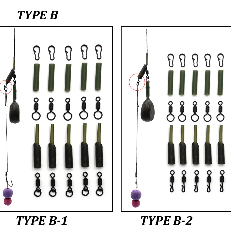 Accesorios de pesca de carpa, tubo de alineación de línea de mangas antienredos para aparejo de carpa, Kit de aparejo para correr, 25 uds. - imagen 3