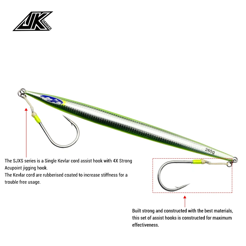 JK-5 Paquetes de anzuelos luminosos de un solo agujero, gancho de pesca de aguas profundas, anzuelo pesado de carbono, aparejos de pesca - imagen 4