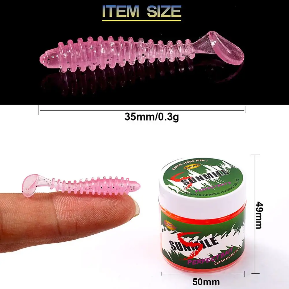 SUNMILE-cebo suave de pesca, cebos artificiales de gusano, 35mm/0,3g, 30 unids/lote, Wobblers de pesca en roca, Leurre Souple, señuelos de trucha - imagen 4