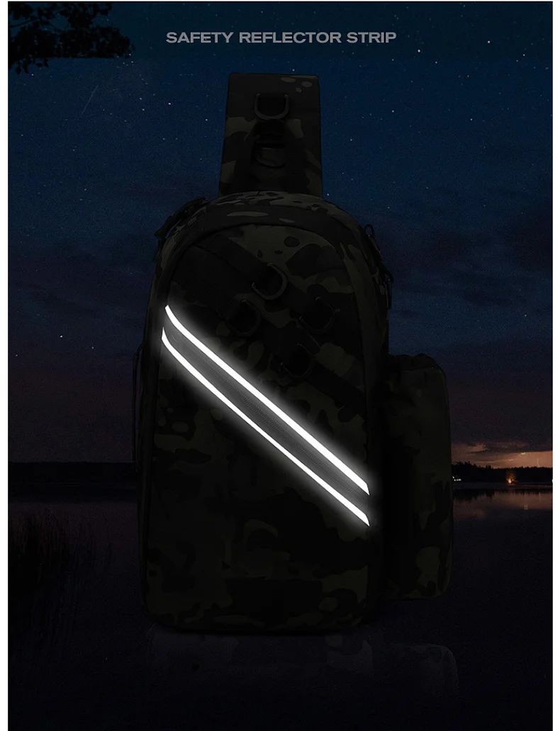 Una mochila con una tira reflectante