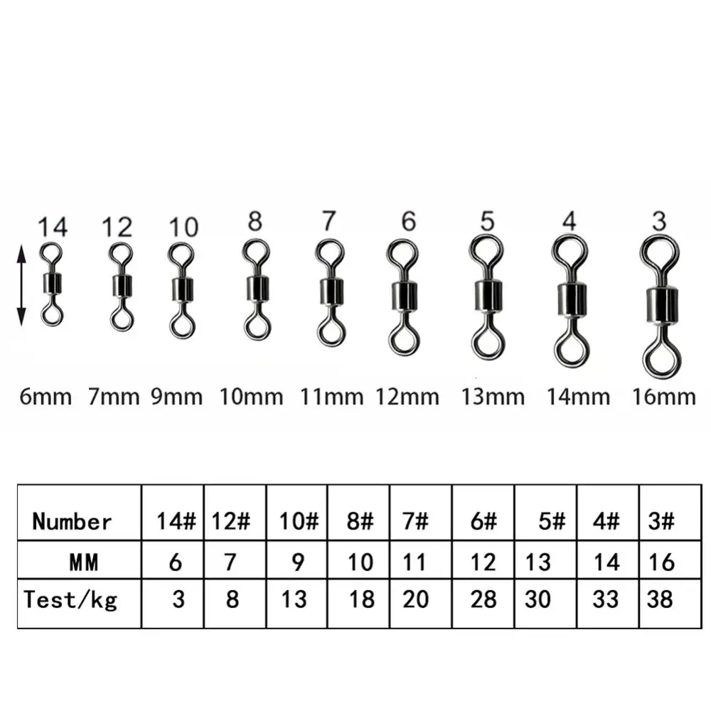 Rodamiento de bolas de pesca de tamaño giratorio, conector sólido, rodamiento a presión, cuentas de acero inoxidable, aparejos de pesca, 50-100 unids/lote por caja - imagen 2