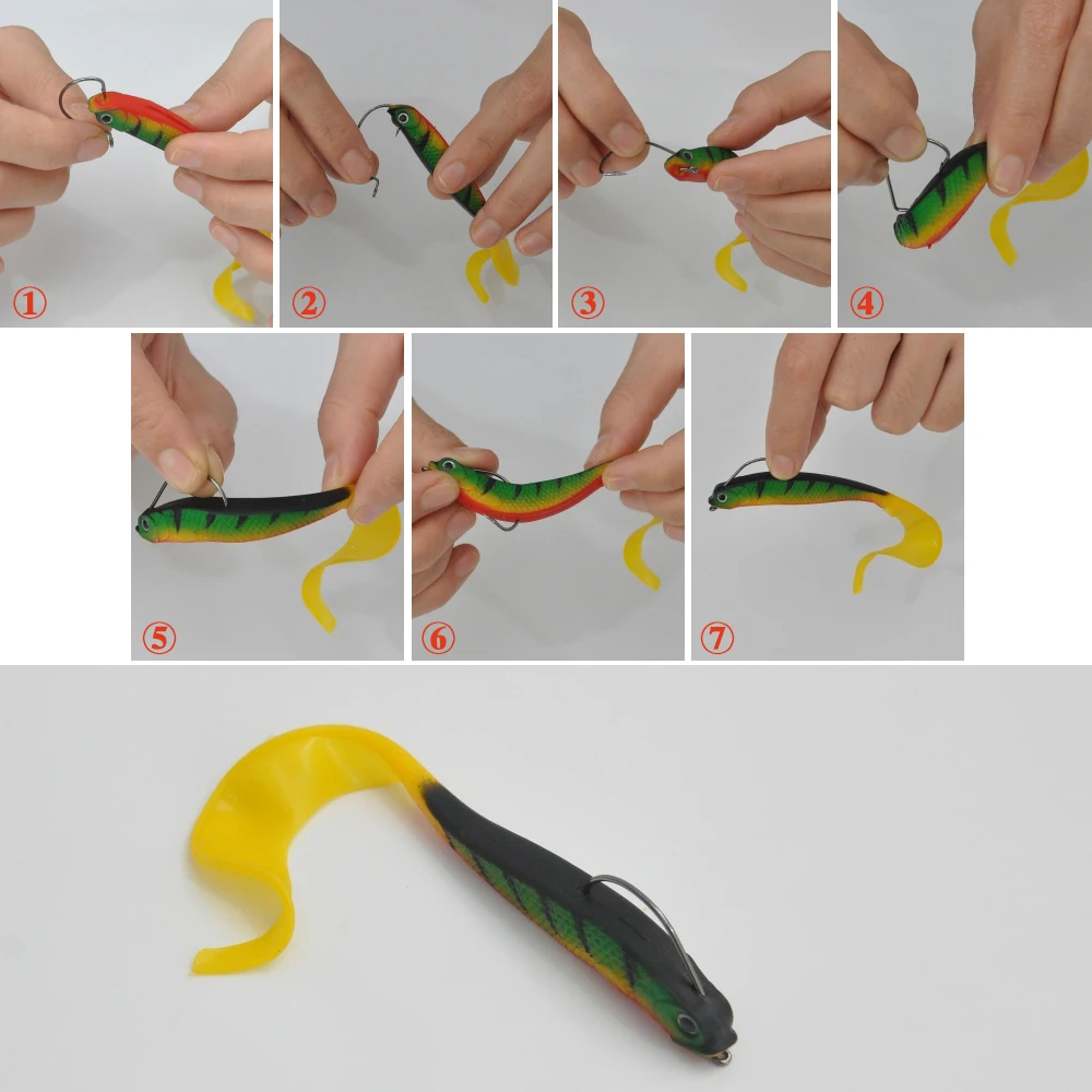 Señuelo de pesca giratorio de silicona, cebo gusano suave, cabeza plomada de 11,5 cm/6,2g, aparejos artificiales de lubina de agua dulce y salada, 5 uds./10 Uds. - imagen 4