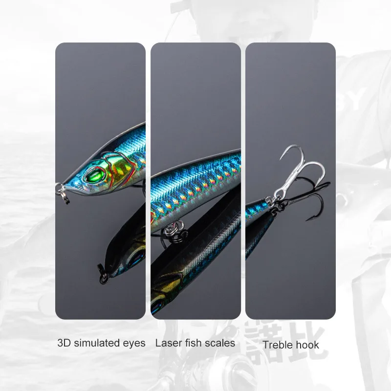 Noeby-cebo duro artificial para pesca de lubina, wobblers, 80mm, 16G, fundición larga, lápiz que se hunde, Swimbait - imagen 5