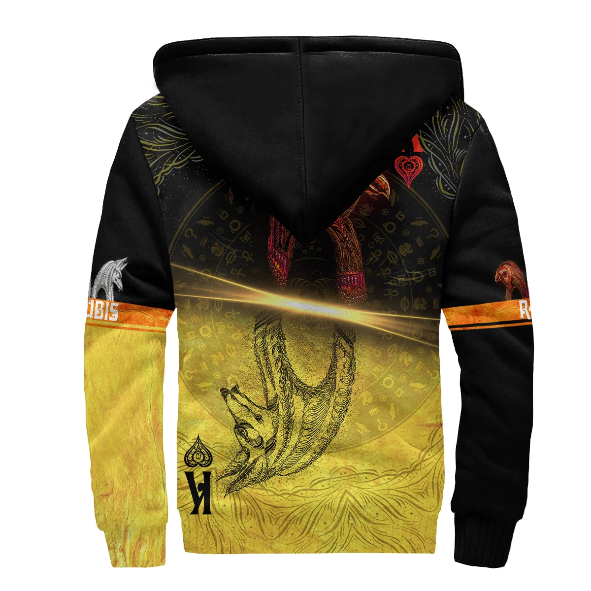Poker antiguo Egipto Anubis impresión 3D invierno más grueso cremallera Sudadera con capucha Unisex Casual Abrigo con capucha chándal chaqueta de lana cálida JH03 - imagen 2