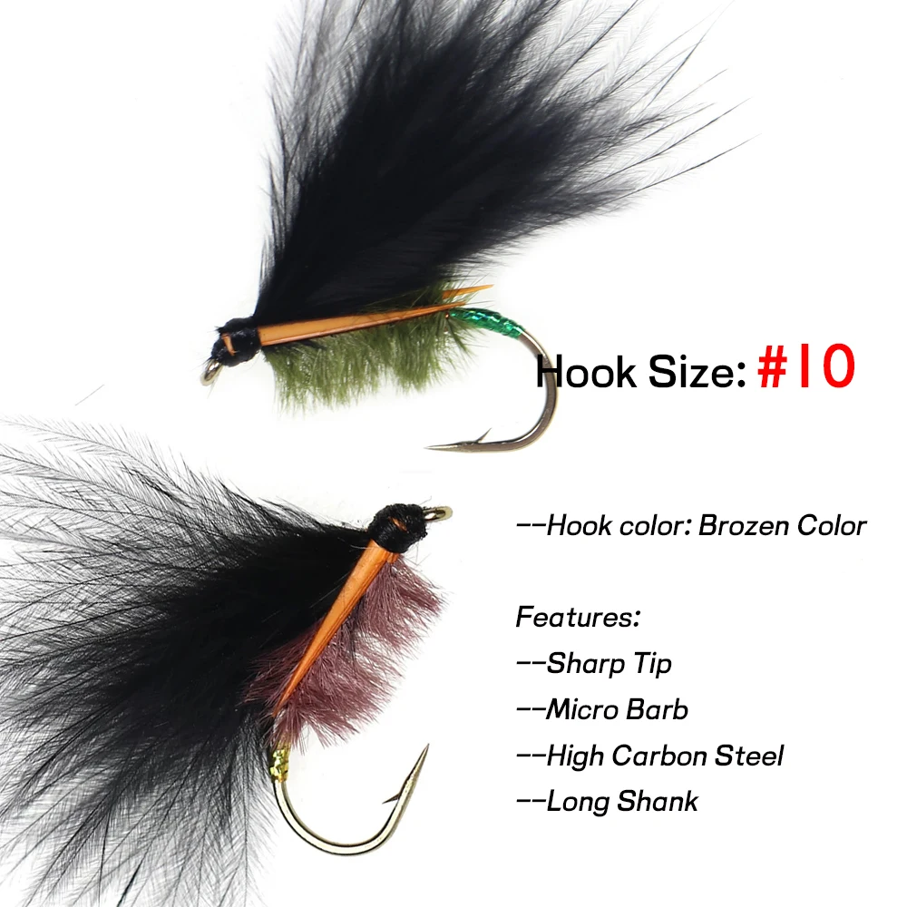 WIFREO-Serpentinas de plumas Marabu, Señuelos de pesca con mosca, trucha, Mosca, Mosca, señuelo de pesca, cebos para salmón, Lucio Steelhead, 6 uds. - imagen 4