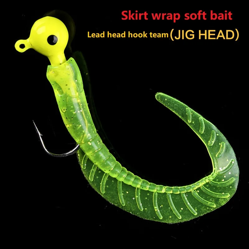 5 unids/lote cola de bobinado largo cebo suave luminoso Gel de sílice Artificial trucha Crankbait pesca gusano falda con luz nocturna cebo falso - imagen 3