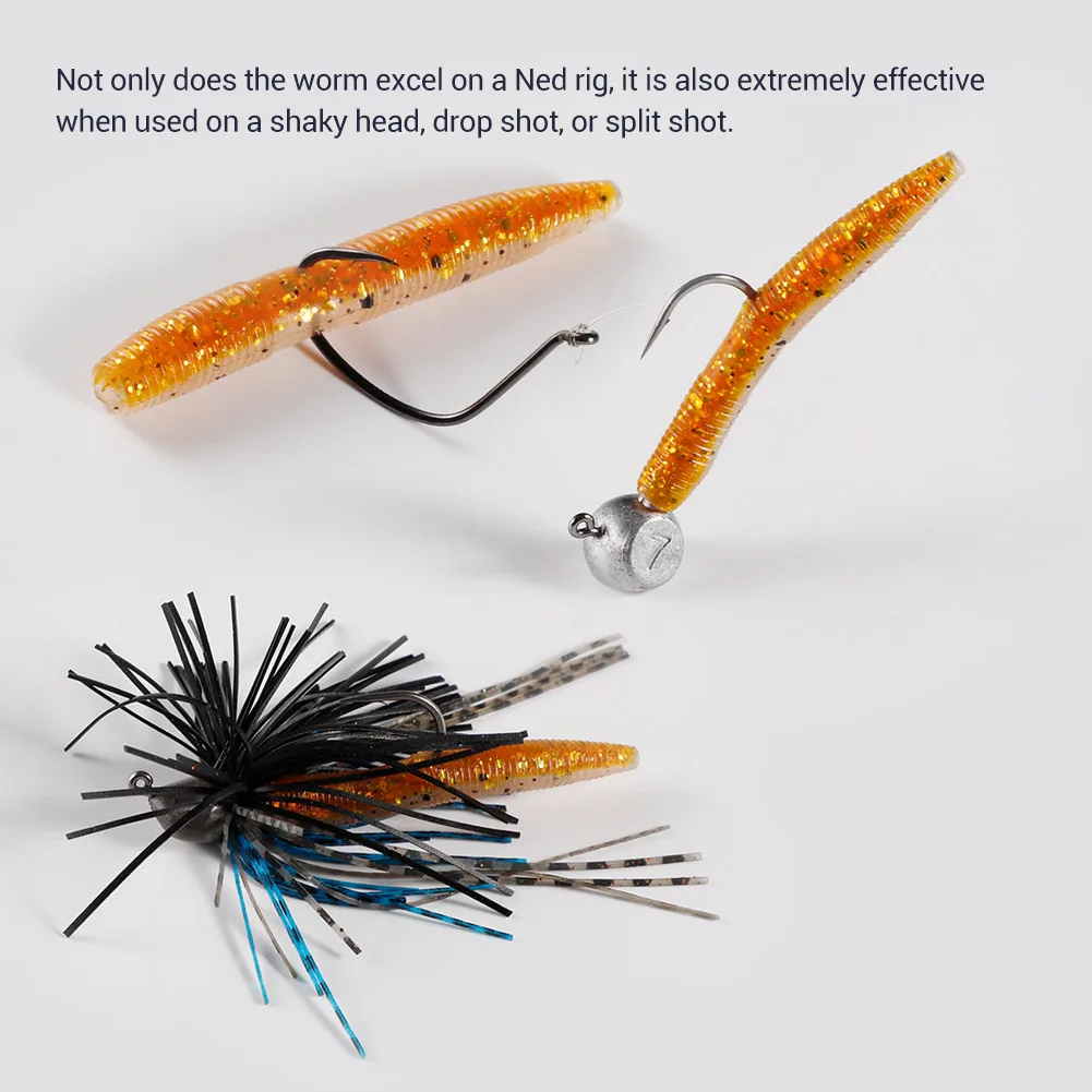 Noeby-señuelo giratorio de silicona para pesca, gusano de palo, 50mm, 1,2g, 6 piezas, aparejo Wobblers - imagen 4