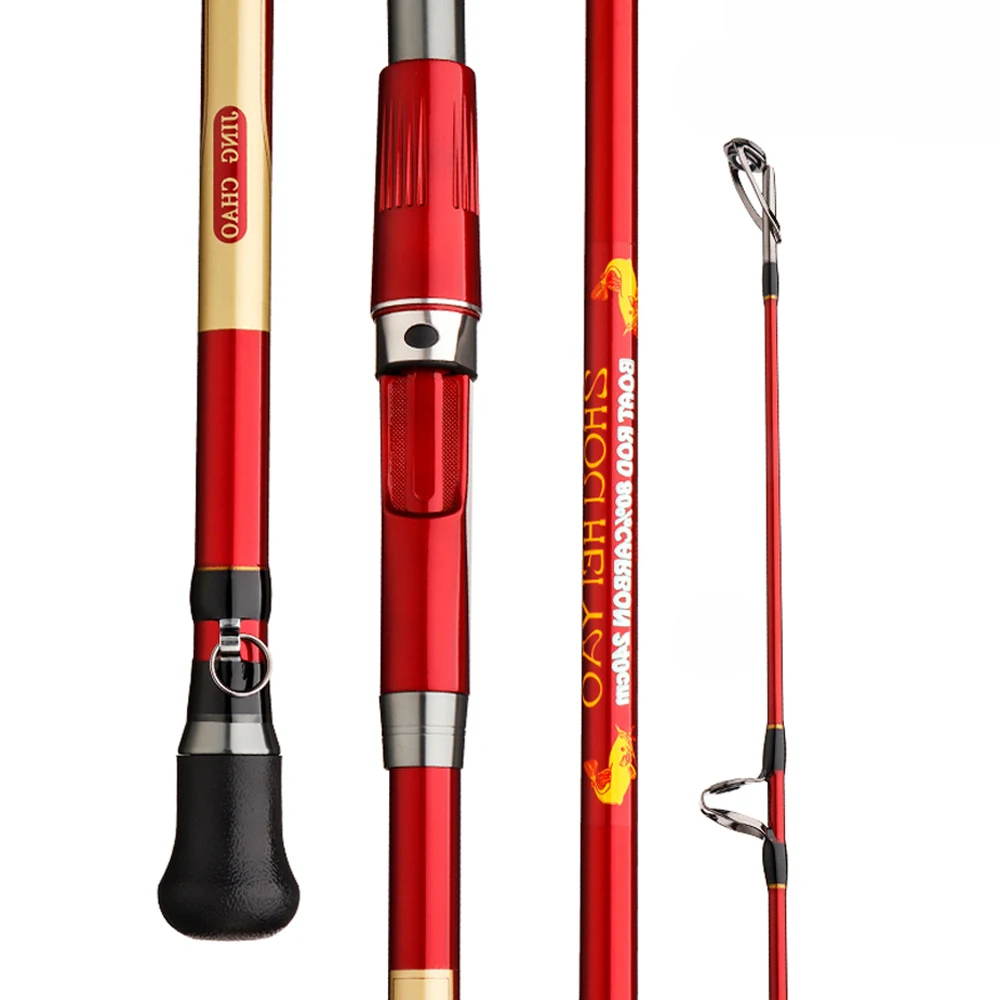 Caña de pescar de fibra de alto carbono, potencia máxima de 30kg, 1,8 m, 2,1 m, 2,4 m, caña de pescar de Jigging lento para barco de mar, 3 secciones, agua salada del océano - imagen 3