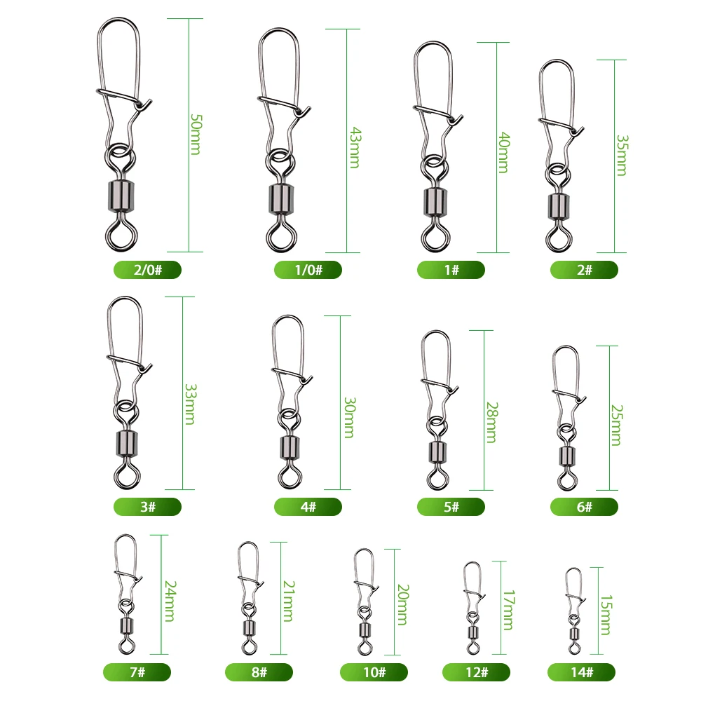 DNDYUJU-conector de pesca giratorio, pasador de enclavamiento, accesorios de pesca, 25 unids/caja, 12 #-2/0 # - imagen 3
