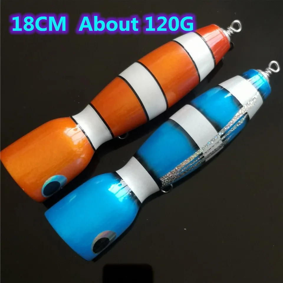 Swolfy-señuelo Popper grande de madera para pesca en barco, cebo de superficie, 60g/120 GT, 2 unidades por lote - imagen 5