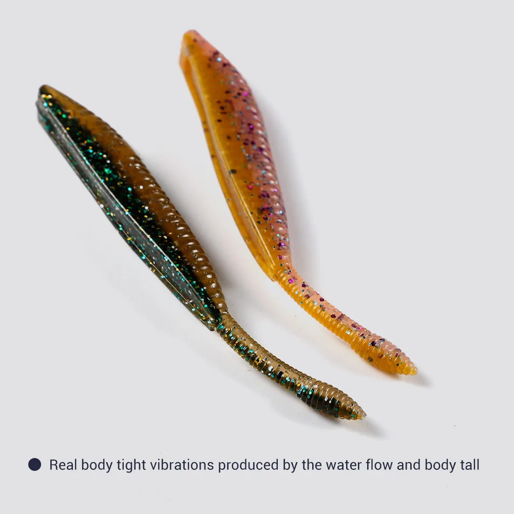 NOEBY-señuelo de silicona suave de cola recta, cebo Artificial, Swimbaits para lubina y Lucio, accesorios de pesca, gusano, 9,5 cm, 3,5g - imagen 4