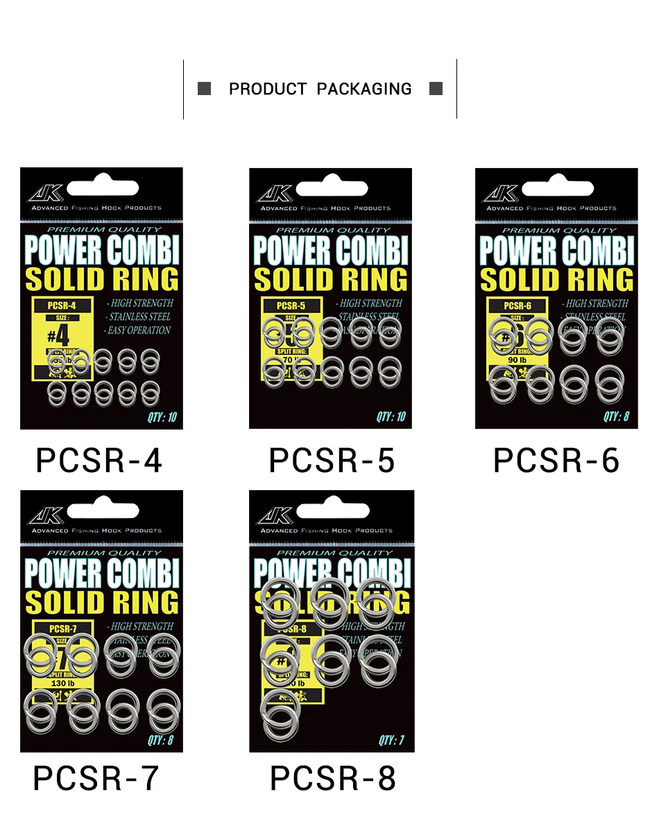 Un conjunto de anillos de combi de potencia en diferentes tamaños