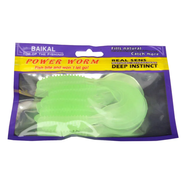 Señuelo blando de pesca, cebo de 10cm, larva de una sola cola, bolsa de 5 piezas, gusano de pez cabezona, captura de agua dulce y salada - imagen 4