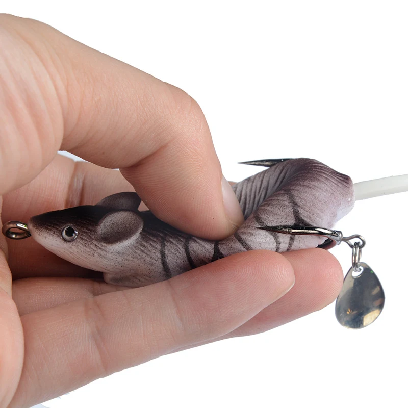Señuelo de ratón de pesca de 6cm y 12,5g, anzuelos triples, rana de Rayo de agua superior, manivela Artificial fuerte, cebo suave Artificial, nuevo - imagen 4