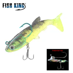 FISH KING Crankbait – Ojos 3D, anzuelo triple y cola en T