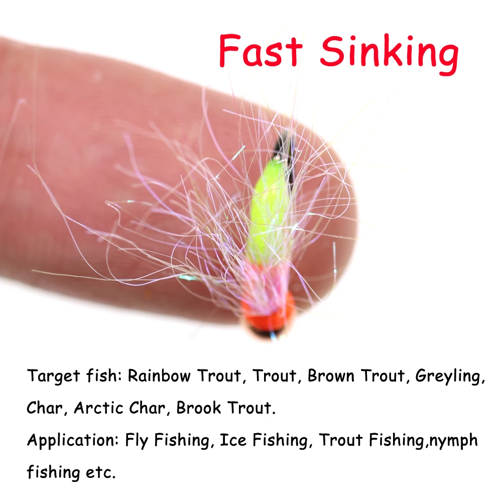 Bimoo 6 piezas 8 #   Señuelos de pesca blancos para trucha, cebo fluorescente de hundimiento rápido con cabeza de cuentas ponderada, para pesca en hielo, trucha - imagen 5