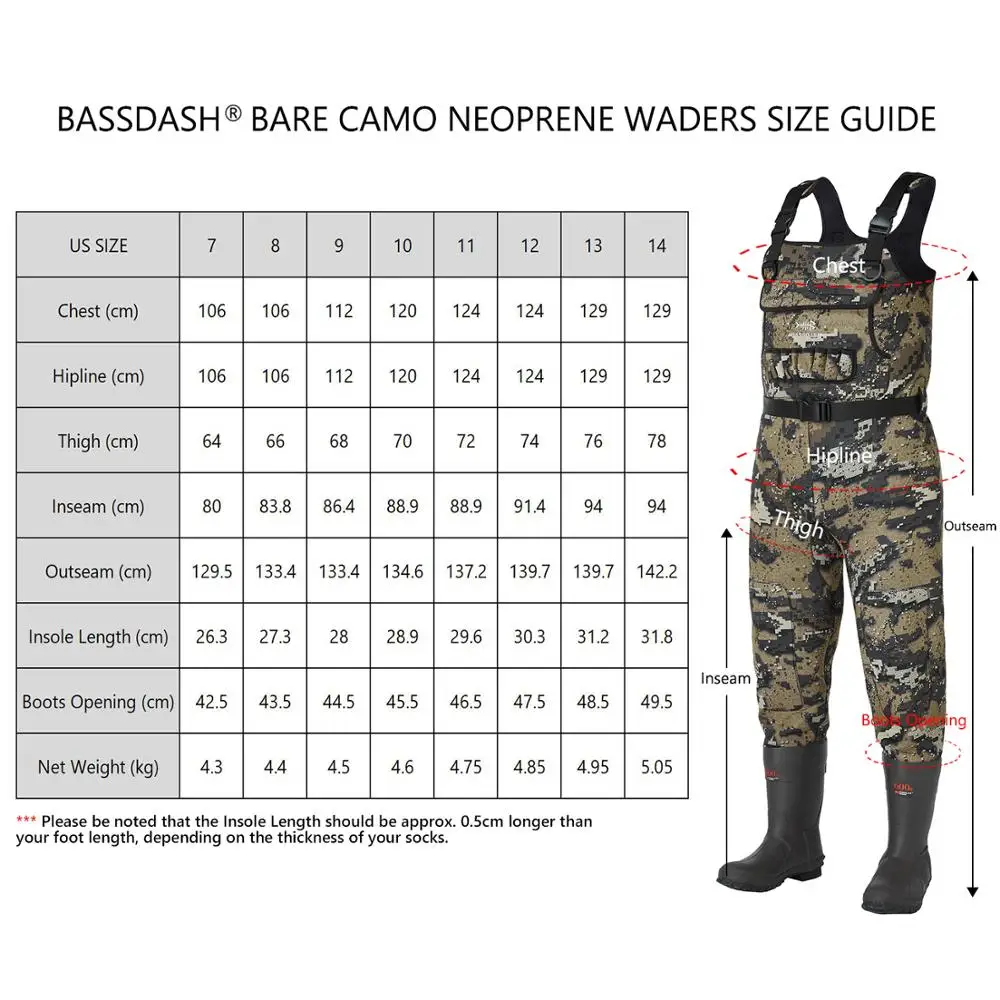 Bassdash-Botas de camuflaje desnudo para hombre, botas de neopreno para pesca y caza, con aislamiento de 600 gramos, en 8 tamaños - imagen 3