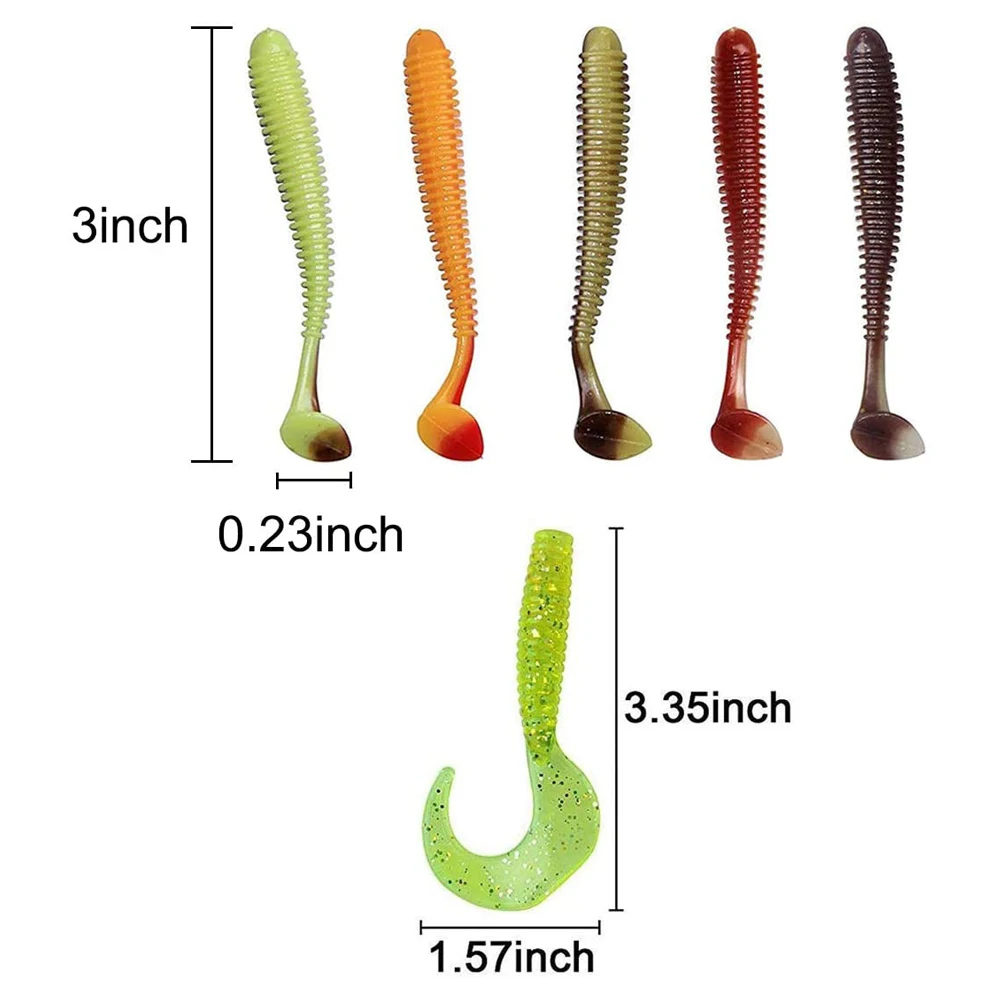 Señuelos de gusano suave con cabeza temblorosa, anzuelos de plantilla, Kit de accesorios, cabeza de plantilla de fútbol, cebo de trucha, señuelo de lubina, pesca, 60 unids/lote por caja - imagen 5