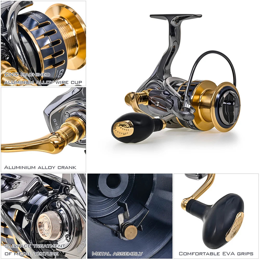 Carrete giratorio de Metal para pesca en mar, rueda de Metal para pesca de carpa, rodamiento de acero inoxidable 5,1: 1 13 + 1BB, accesorios - imagen 4