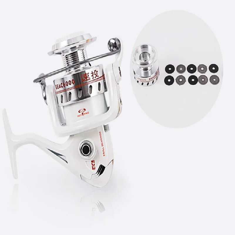 Rodamiento De acero inoxidable, poste De Carrete De Pesca mar De alta velocidad, carrete De Baitcasting De 10 ejes, rueda giratoria, 1000-6000 - imagen 4