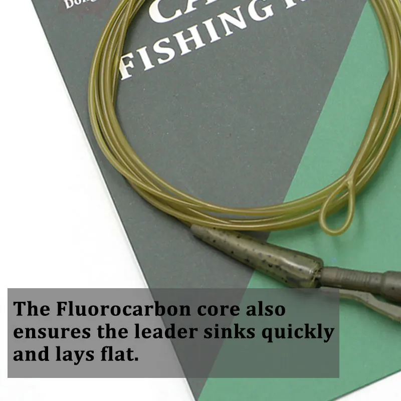 Línea de pesca de carpa de fluorocarbono, 100CM, con aparejos de pesca, Clips de seguridad, Clip Hybird, líder de bucle fundido, sin plomo - imagen 3
