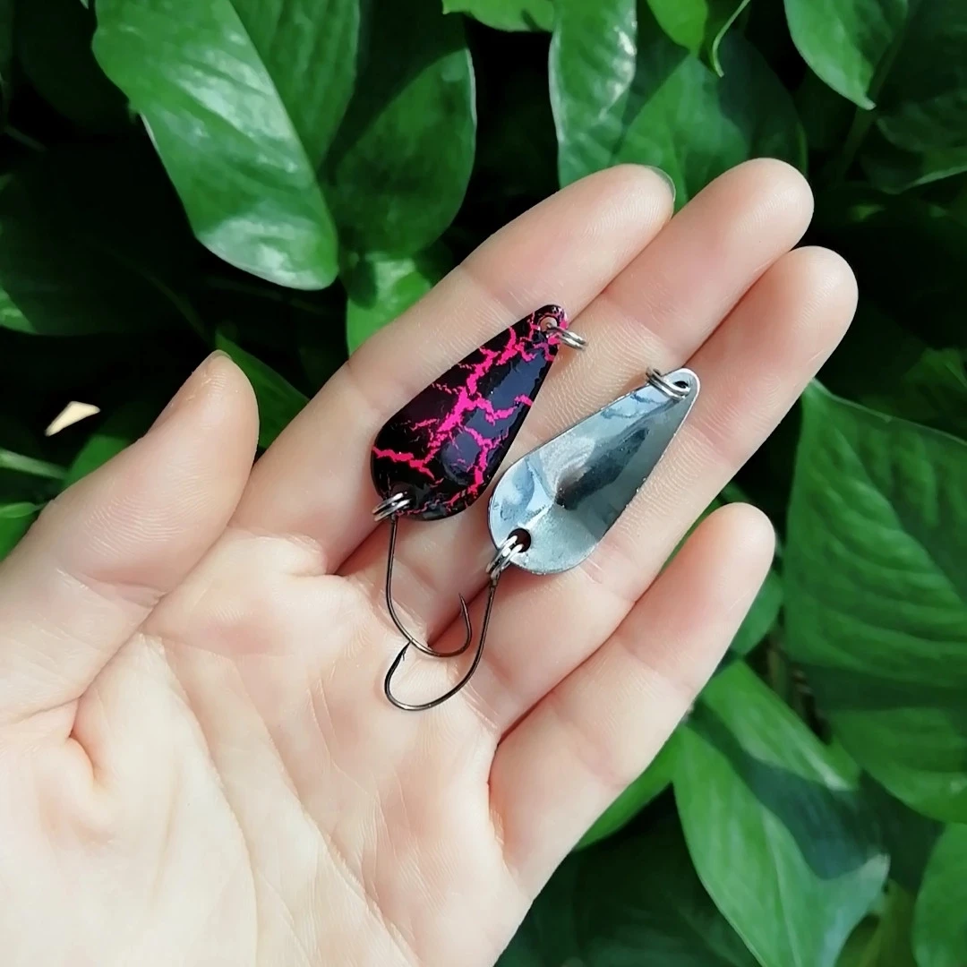 5 unidades de 2,8 cm, 2,8g, señuelos giratorios de Metal para pesca, cuchara para trucha, Mini cebo Wobbler, cuchara Artificial - imagen 3