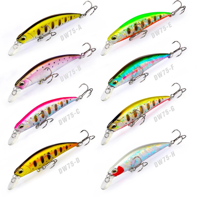 TSURINOYA-señuelo de pesca de pececillo que se hunde, DW75, Jerkbait Wobbler 70S, 70mm, 8,9g, cebo duro para pesca de trucha dulce - imagen 5