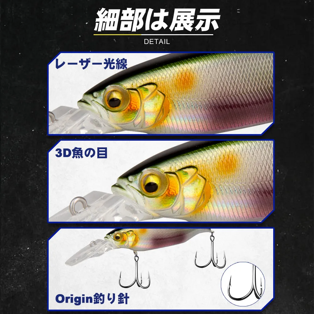 Señuelos de pesca Minnow D1, Wobblers rodantes flotantes artificiales, imán de 80mm/11,5g, anzuelo de origen más estable, aparejos de pesca 2020 - imagen 5
