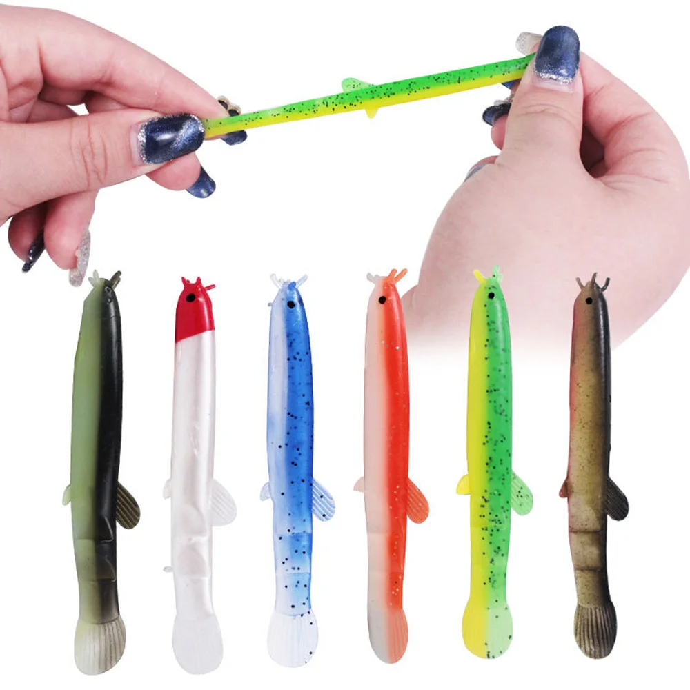 Loach-cebo blando de dos colores, gusano de silicona biónico de 73mm/2,5g, Jighead, Swimbait, Wobbler, perca de impresión 3D, aparejos de pesca de carpa, 4 unidades por lote