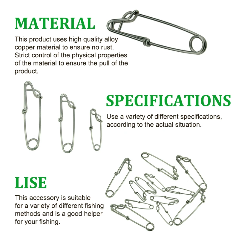 Mosodo-conector de pesca giratorio, Pin de enclavamiento, giratorio para señuelo de anzuelo, accesorios de aparejos de pesca, 10 unids/lote - imagen 3