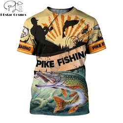 Camiseta Hipster de verano 2025 para hombre, camiseta de manga corta con estampado 3D de Lucio y pesca, camisetas informales Unisex TX0173