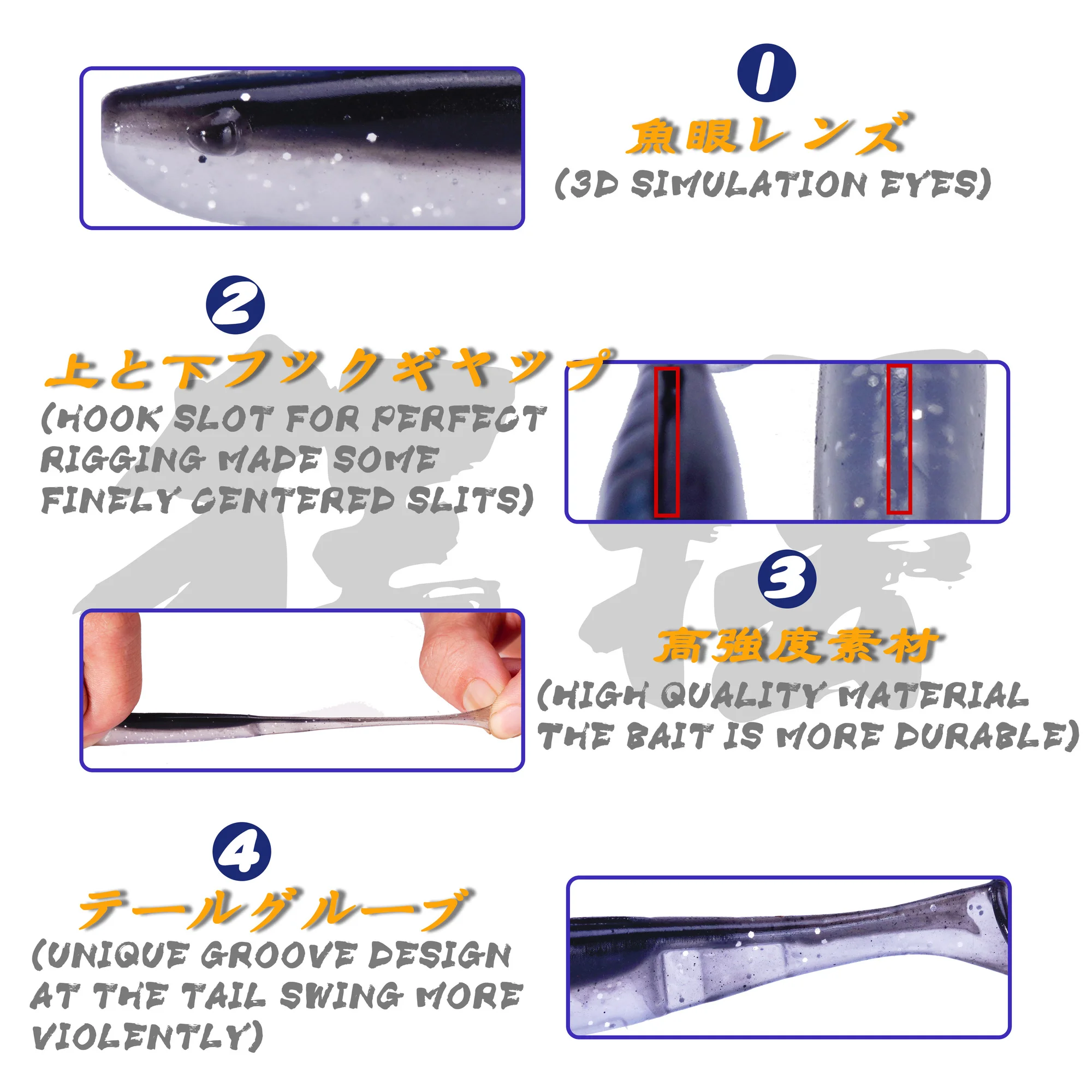 Señuelos blandos de Pesca de lubina, accesorio de Pesca de carpa Artificial de doble Color, 5,5-7cm, 10 unids/lote/bolsa - imagen 4