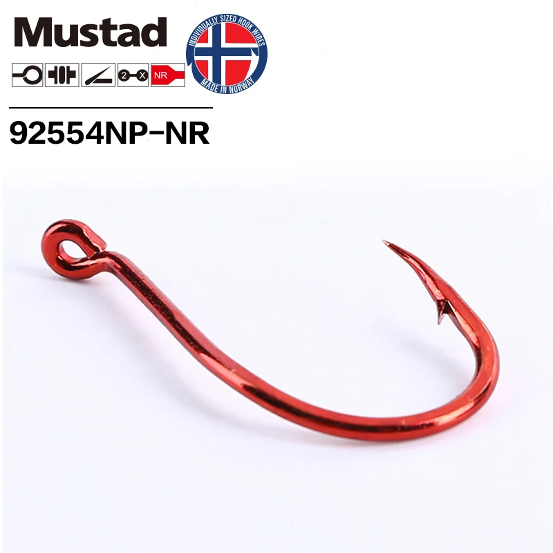Mustad Big Red 2X SUICIDE Anzuelo de pesca compensado de punto triangular ultrapunto de acero con alto contenido de carbono, 6 # -8/0 # ,92554NP-NR - imagen 3