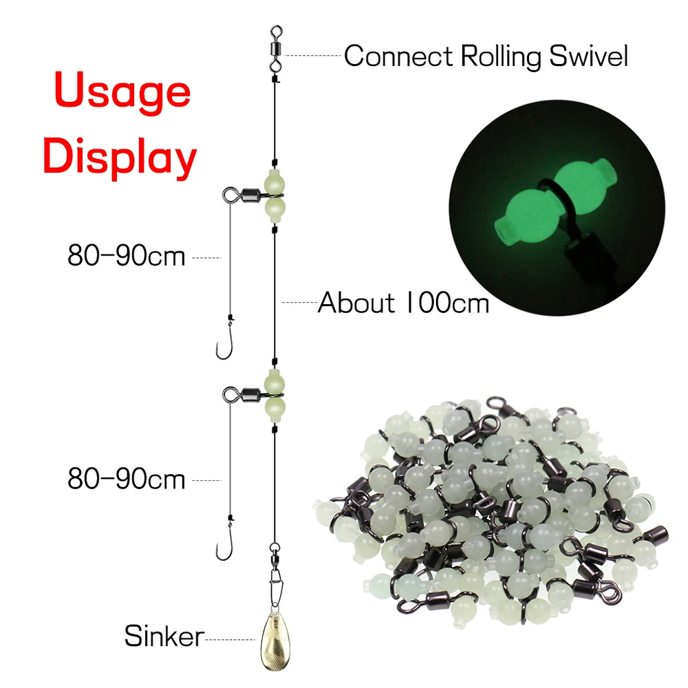 20 piezas/50 unidades luminosas de línea cruzada de calabaza giratoria accesorios de pesca de aguas profundas conector de aparejos de pesca de barco 4 #   2 #   2/0 - imagen 5