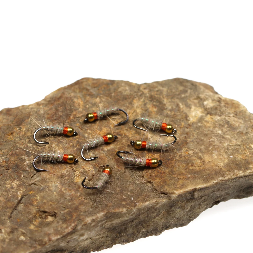 WIFREO-señuelo de pesca de trucha con mosca, cabeza de cuentas de latón, gusano de Walt, ninfa, larvas de liebre, Caddis, 8 piezas, #14 - imagen 5