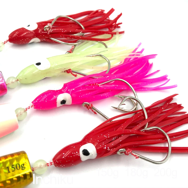 Señuelo de pesca de hundimiento lento, anzuelo de calamar Inchiku de 150g, 180g, 200g, 5 unidades - imagen 5